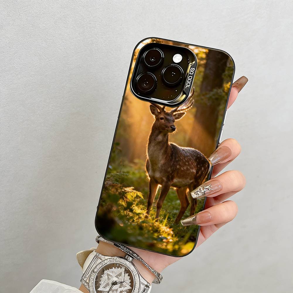 Deer Phone Case For iPhone 17,16,15,14,13,12,11 Plus,Pro Max,XS,Colorful Silver Phone Case Funda Cover
