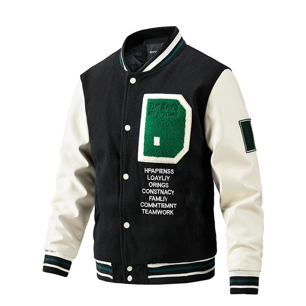 Baseball Coat Jacket Men's  And Winter New Casual Color Inserted Wool Coat