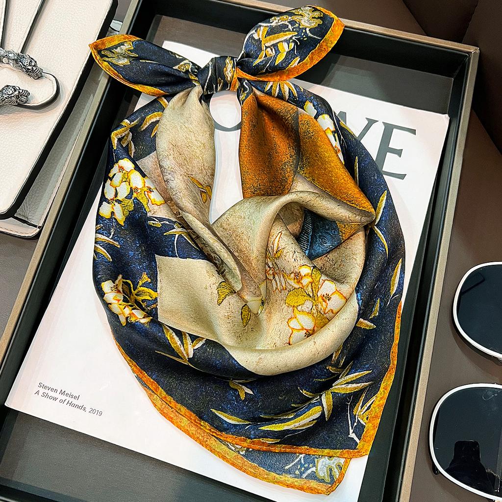 100% Natural Real Silk Scarf Kerchief Foulard Female Bandana Scarves For Women Hijab Tie Shawl Wraps Square Popular Headkerchief