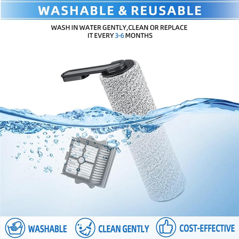 

Promotion!For Tineco Steam 2.0/Steam2.0 Pro Max Floor Scrubber Accessories Roller Brush Filter Replacement Kit Brush
