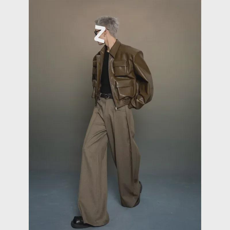 2024 Autumn/Winter Trendy Korean-Style 3D-Cut Casual Leather Jacket