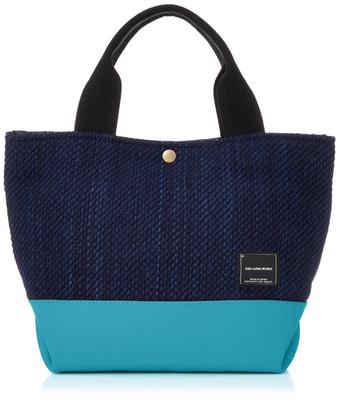 Bushu Indigo Dyed Sashiko Weave X Colored Canvas LUNCH Tote 6P305 Turquoise [ARROWS&Company Ltd.] Bag/TB-003