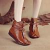 Genuine Leather Soft Sole Short Boots Retro Solid Color Warm Comfortable Cotton Shoes