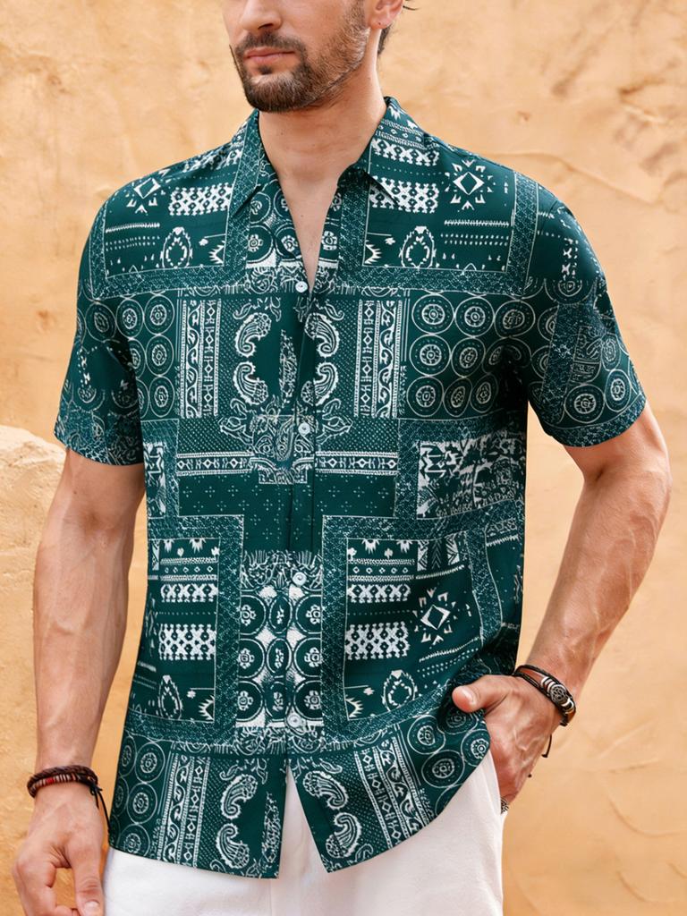 2026 Men's Short Sleeve Shirt Multicolor Ethnic Pattern HD Print Lapel Shirt Hawaiian Outdoor Men's Designer Shirt Fast Shipping