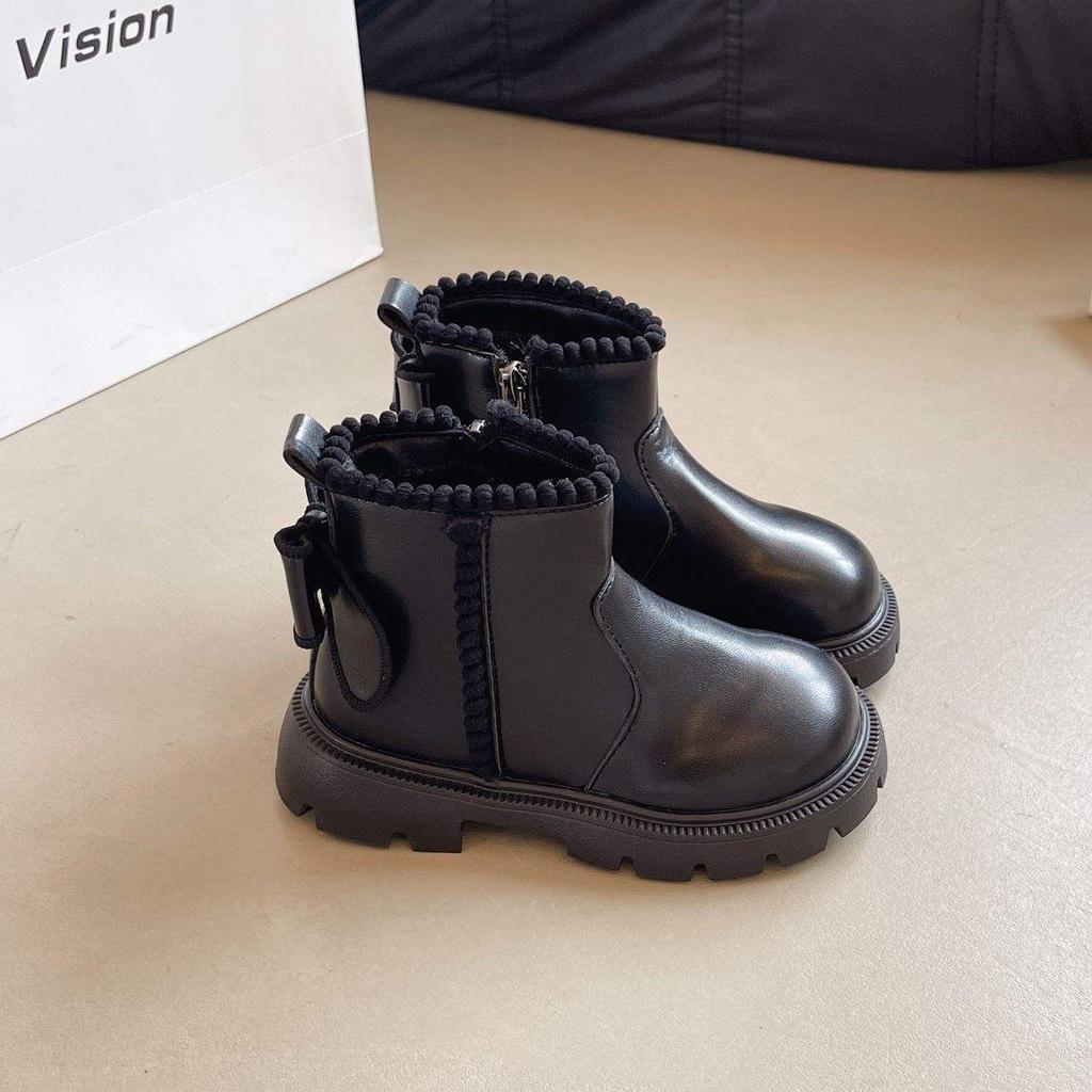 Girls Boots 2025 New Autumn and Winter Children's Princess Martin Boots Foreign Style Large Children's Leather Boots Girls Velvet Short Boots