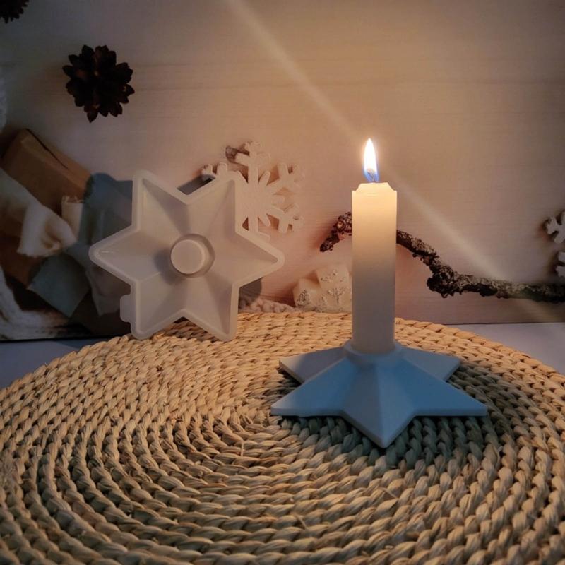 Candlestick Mould Star Shape Candle Holder Silicone Molds DIY Resins Castings Molds for Festival Table Home Decorations