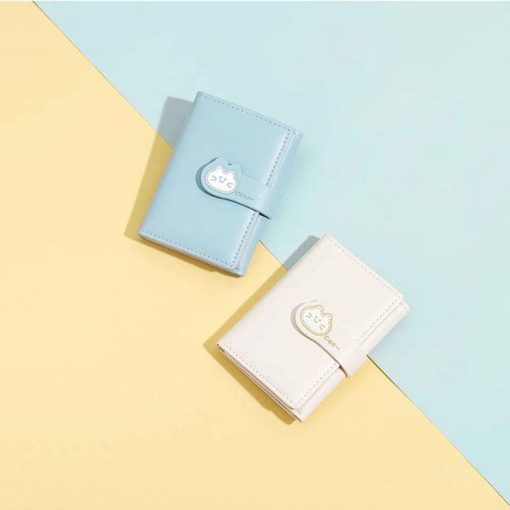 

Solid Color Cartoon Cat Short Wallet Korean Style Cute Card Bag Change Bag Coin Purse Women чёрный
