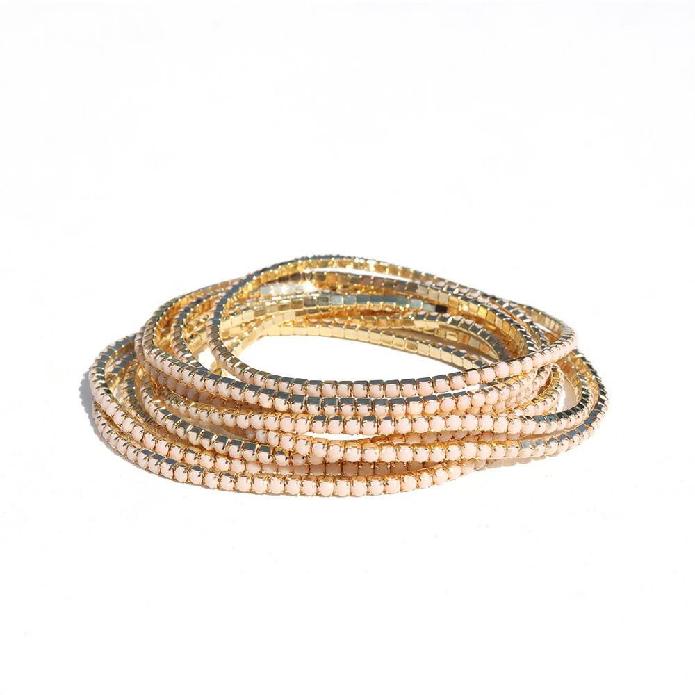 European & American Style Colorful Zircon Diamond Elastic Tennis Bracelet