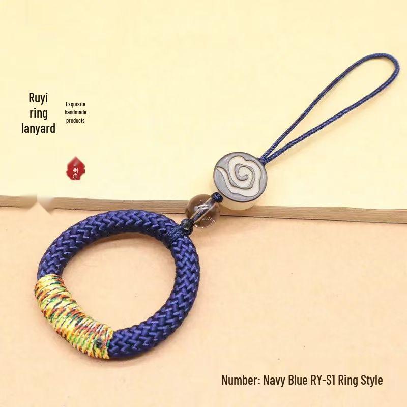 

Chinese Style Anti-Lost Woven Lanyard Pendant with U Disk Charm and Finger Ring for Cell Phones