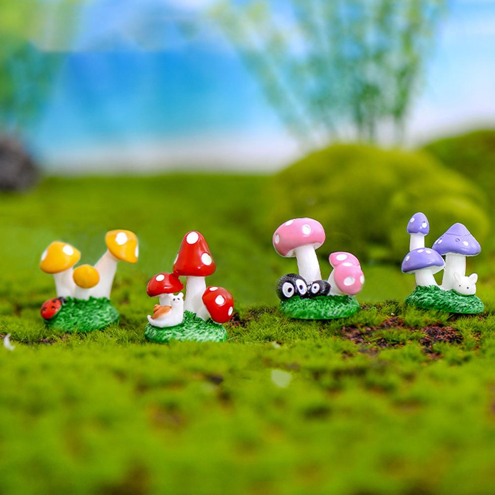 Colorful Mushroom Resin Ornament Multi-purpose Waterproof Rust-proof For Micro Landscape Decoration