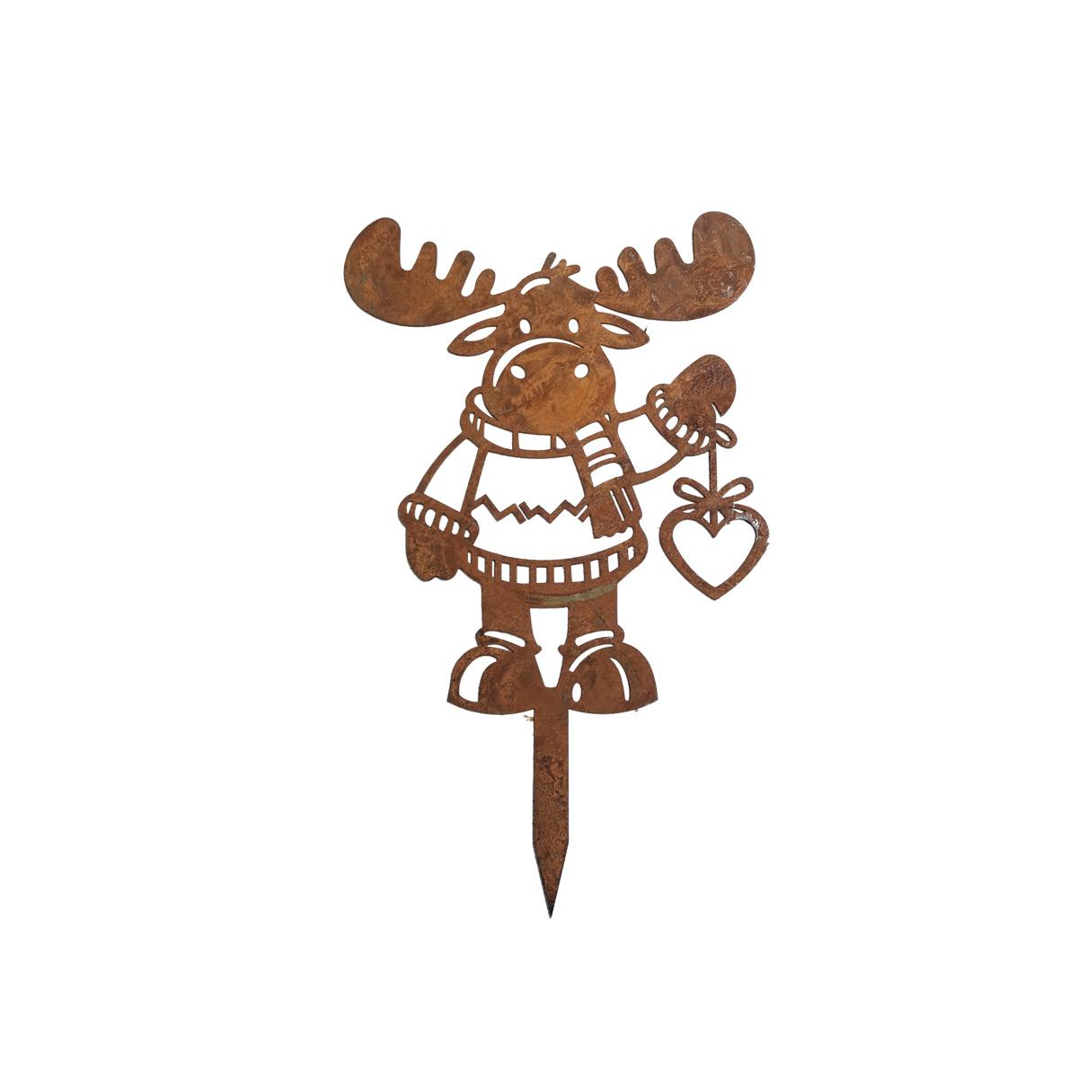 

1Pc Vintage Elk Garden Decor Stake, with Rusty Weathered Oue Creative Gift, F