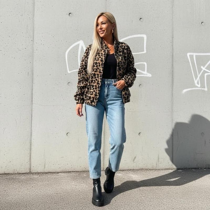 Spring and Autumn American Retro Leopard Print Jacket Women's New Loose Casual Jacket Top