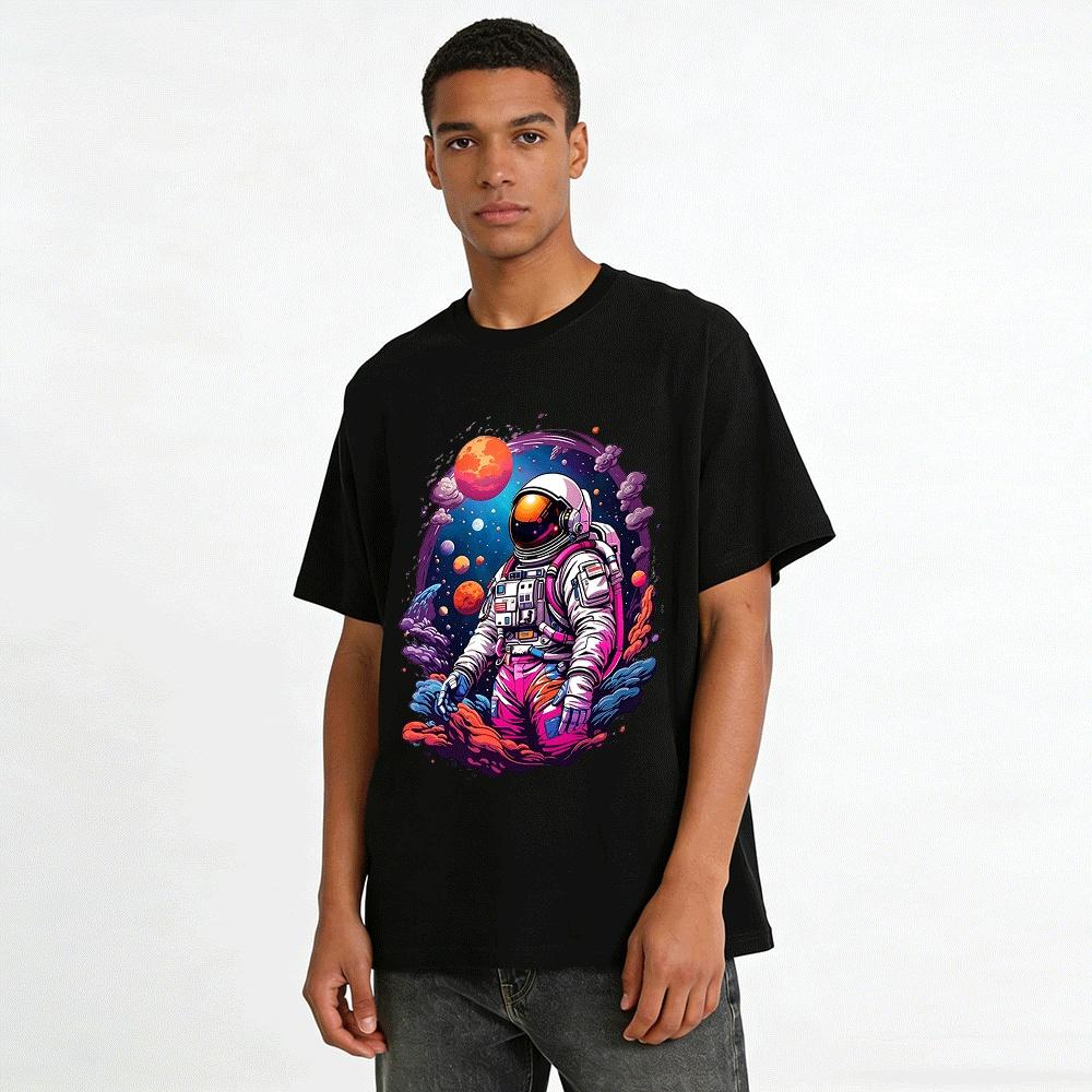 Cool Space Roaming Astronaut Print Casual T-Shirt Pure cotton T-shirt