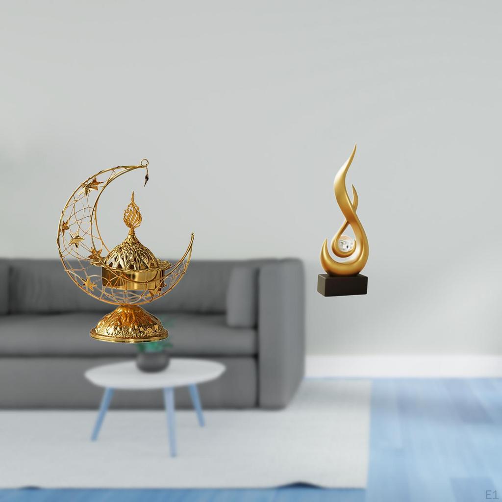 Antique Candle Stand And Resin Flame Figurine Decorative Burner Modern Art Sculpture for Living Room