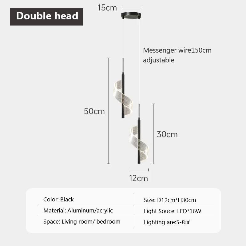 

Nordic Creative Spiral LED Подвесные лампы Прикроватная подвесная лампа Домашний декор Внутреннее освещение Спальня Современные акриловые люстры Natural White