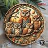 Vintage Inspired 2D Flat Antique Owl Iron Sign Wall Art Vibrant Family Decor
