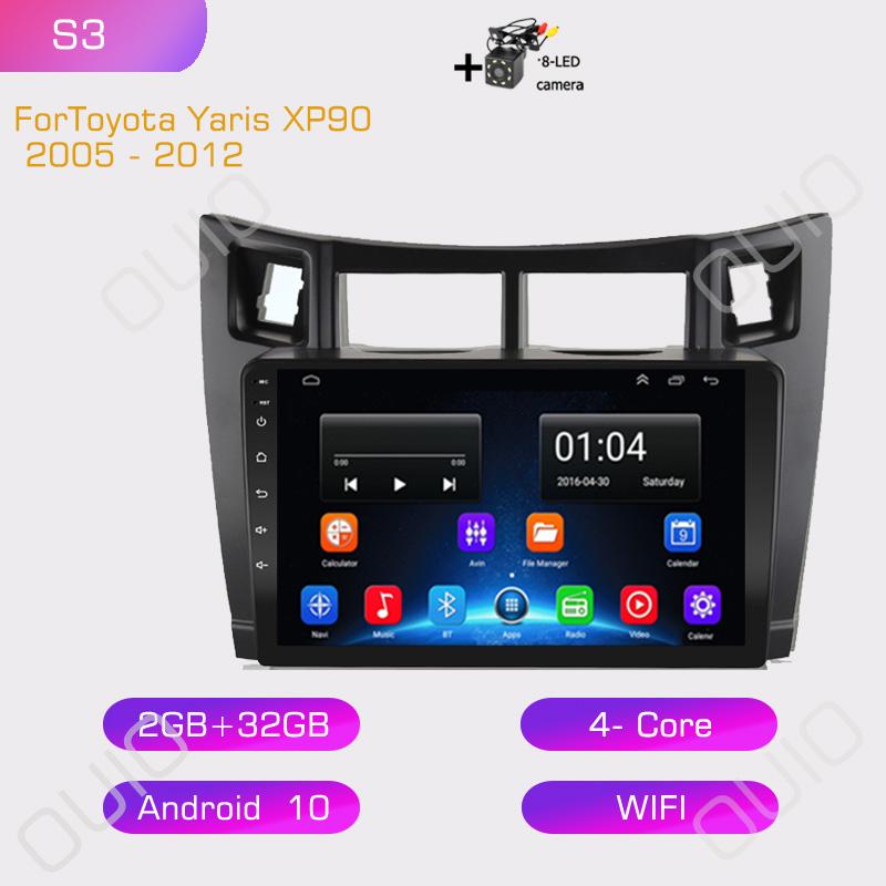 2din 8G+128G Android 10 Car Radio Multimedia Player Carplay Auto GPS Navigation NO DVD For Toyota Yaris XP90 2007 2005 -2012