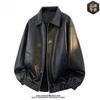 Brand high-quality autumn new style black leather jacket men's ruffian handsome versatile lapel jacket spot whole order