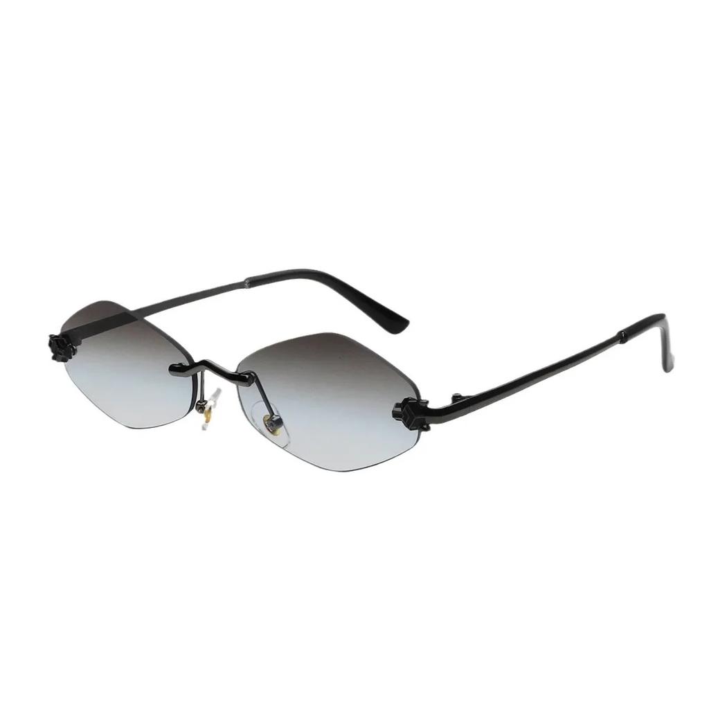 Luxury Wolf Head Brand Rimless Sunglasses Women Men Frameless Metal Thin Leg UV Protection Designer Shades