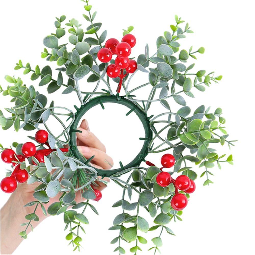 Red Fruit Candlestick Wreath Artificial Flower Eucalyptus Leaves Wreath  Christmas