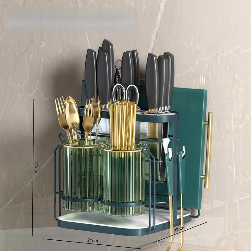 Dark Green Kitchen Utensil Storage Rack