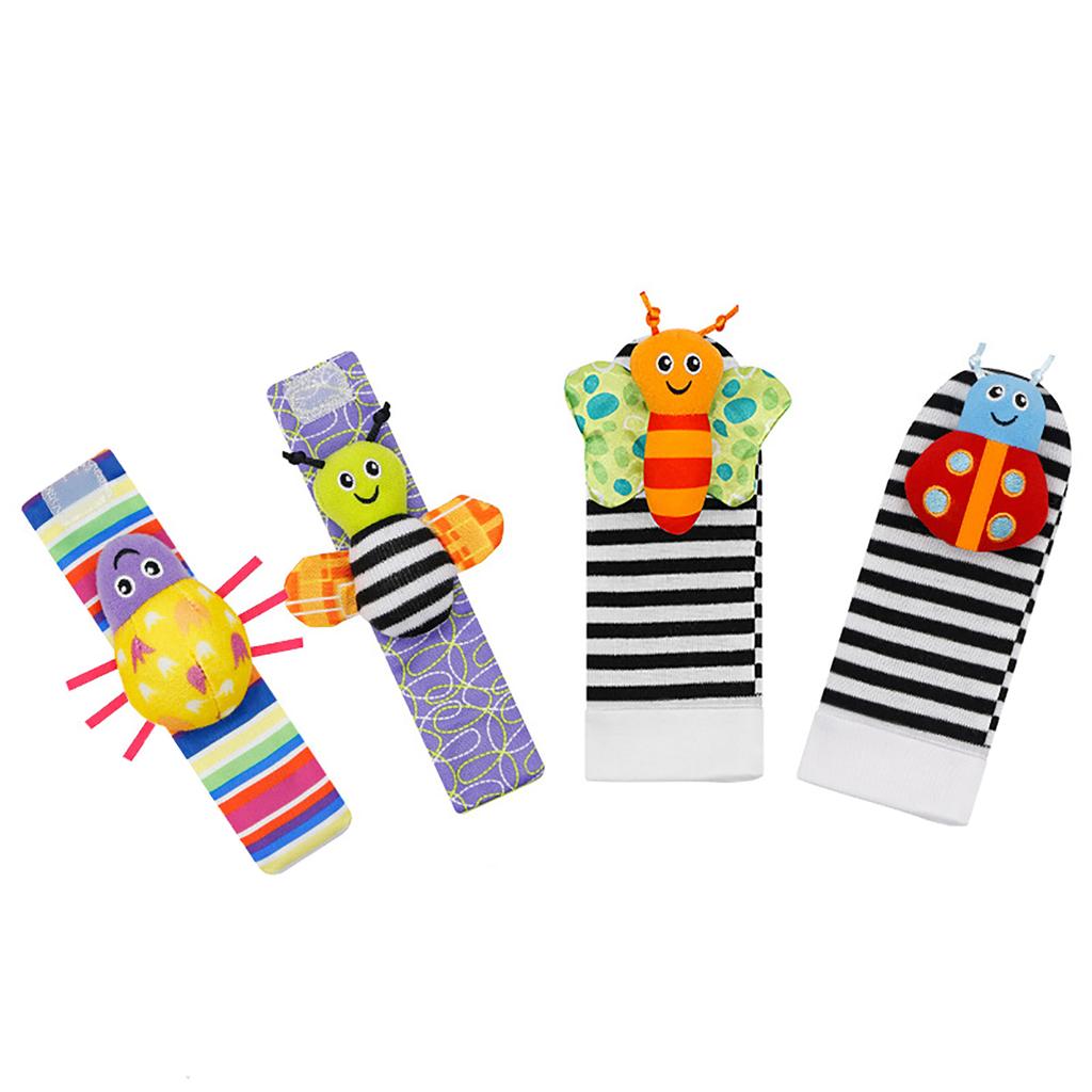 4pcs baby watches with wristbands, socks, and socks, baby wristbands, ringing bells, early education and puzzle