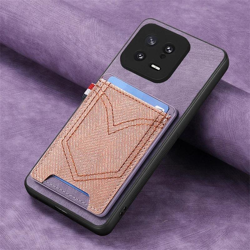 

Cloth Fabric Case For Xiaomi 13T 12X 11T 12T 14 13 12 Mi 11 Lite 5G NE 10T Pro 11i Magnet Card Wallet Leather Case Cover Funda Xiaomi 14 Pro фіолетовий