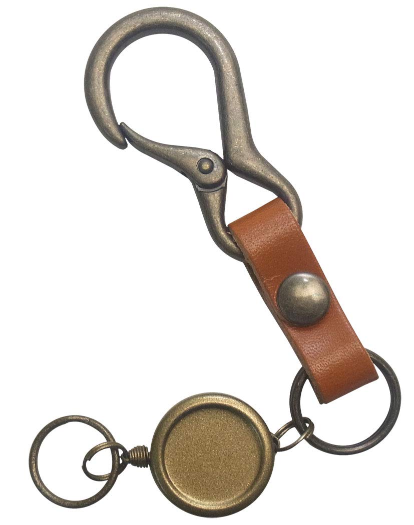 

Tochigi Leather Mini Carabiner Single Reel Key Antique Color Keychain [highstyle] & & (Camel)