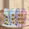 1PC Skull Dot Seamless Pattern Print 750ml Color Plastic Sports Water Bottle Leakproof Flip Straw Lid Suitable for Sports Office Home Use