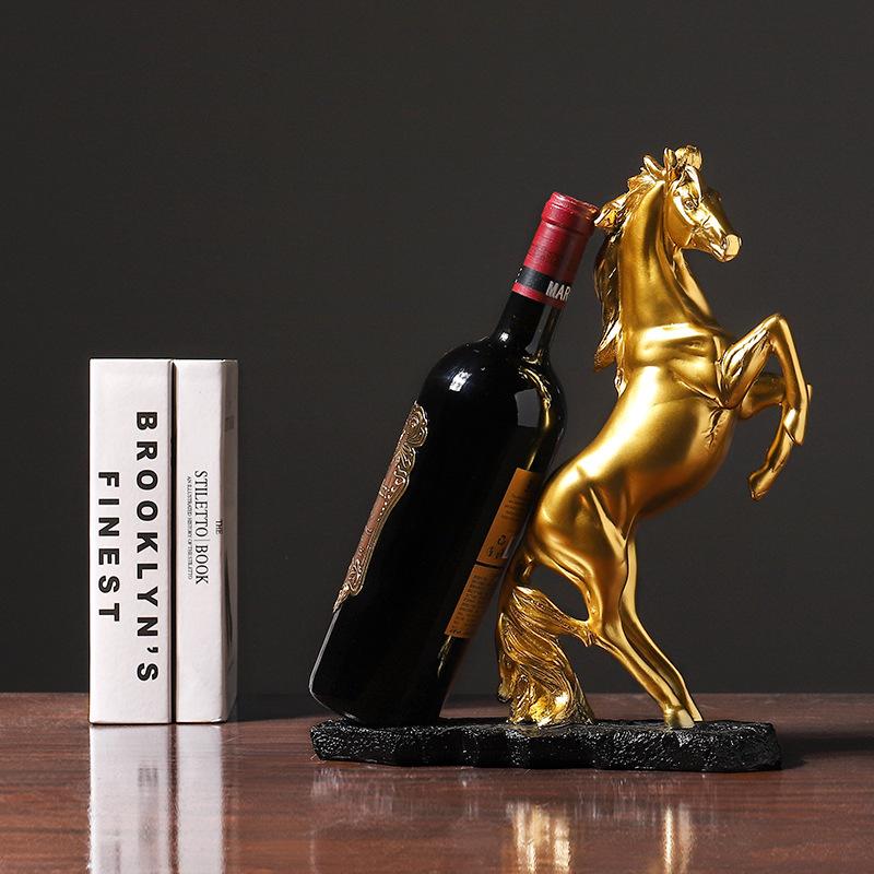Golden War Horse Nice Wine Rack Wine Cabinet Ornaments Resin Crafts Home Use Table Table Decoration Golden Horse Red Wine Rack