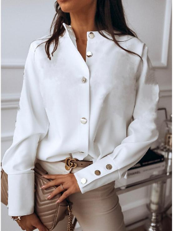 

Модный кардиган-рубашка свободного кроя больших размеров для женщин - Отложной воротник, Блузка с длинным рукавом, Коллекция Осень 2021 M белый