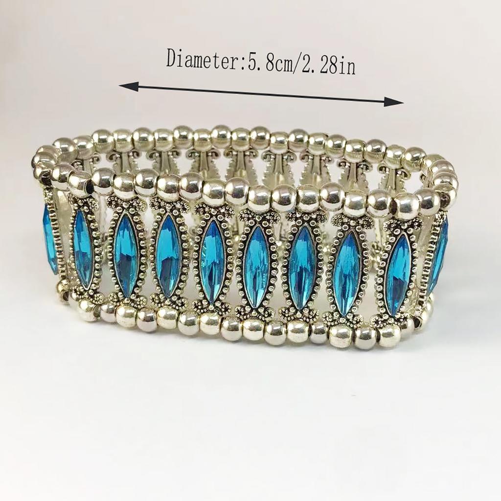 European and American women's bracelet retro inlaid with rhinestones elastic wide bracelet literary retro style