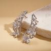 Wind zircon hollow flower silver needle stud earrings exquisite earrings
