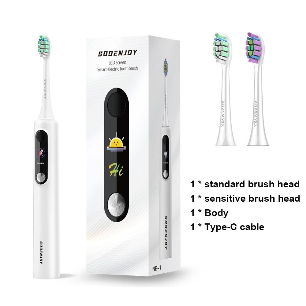 

SOOENJOY NB-1 Sonic Electric Toothbrush Smart LCD Screen Sonic Tooth Brush DIY Mode Automatic Cleaner Adult IPX7 Waterproof білий