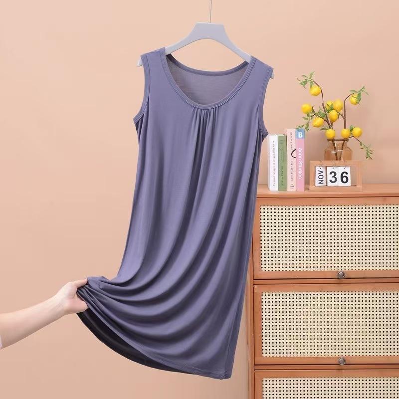 Pajama Women's Summer Sleeveless Vest Pajama Skirt, New Loose Large Size Suspender Skirt Spring and Summer