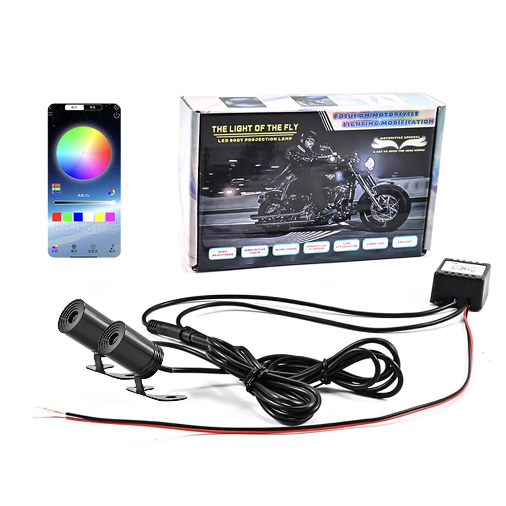 3x Motorcycle LED Wing Lights Welcome Light Angel Wings Style Projection Lights for Motorcycle Modified Decorative Ambient Lamp