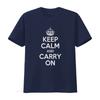 Keep Calm And Carry On T-shirt Dettato Britannico Rimani Forte Testo Vintage Lavato Leggermente Elastico Casual Abbigliamento Firmato Morbido