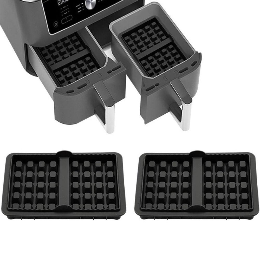 2 Piece Portable Silicone Air Fryer Waffle Mold Square/Rectangular Non-stick Waffle Maker Heat-resistant Waffle Tray Pastry