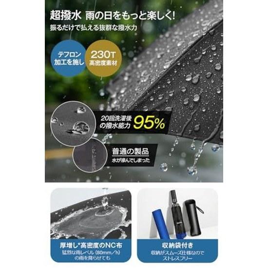 Super Large Size12 Ribs Folding Umbrella One-Touch Automatic Open Close Mens Reverse Wind Resistant Teflon Coating Windproof Water Repellent Durable