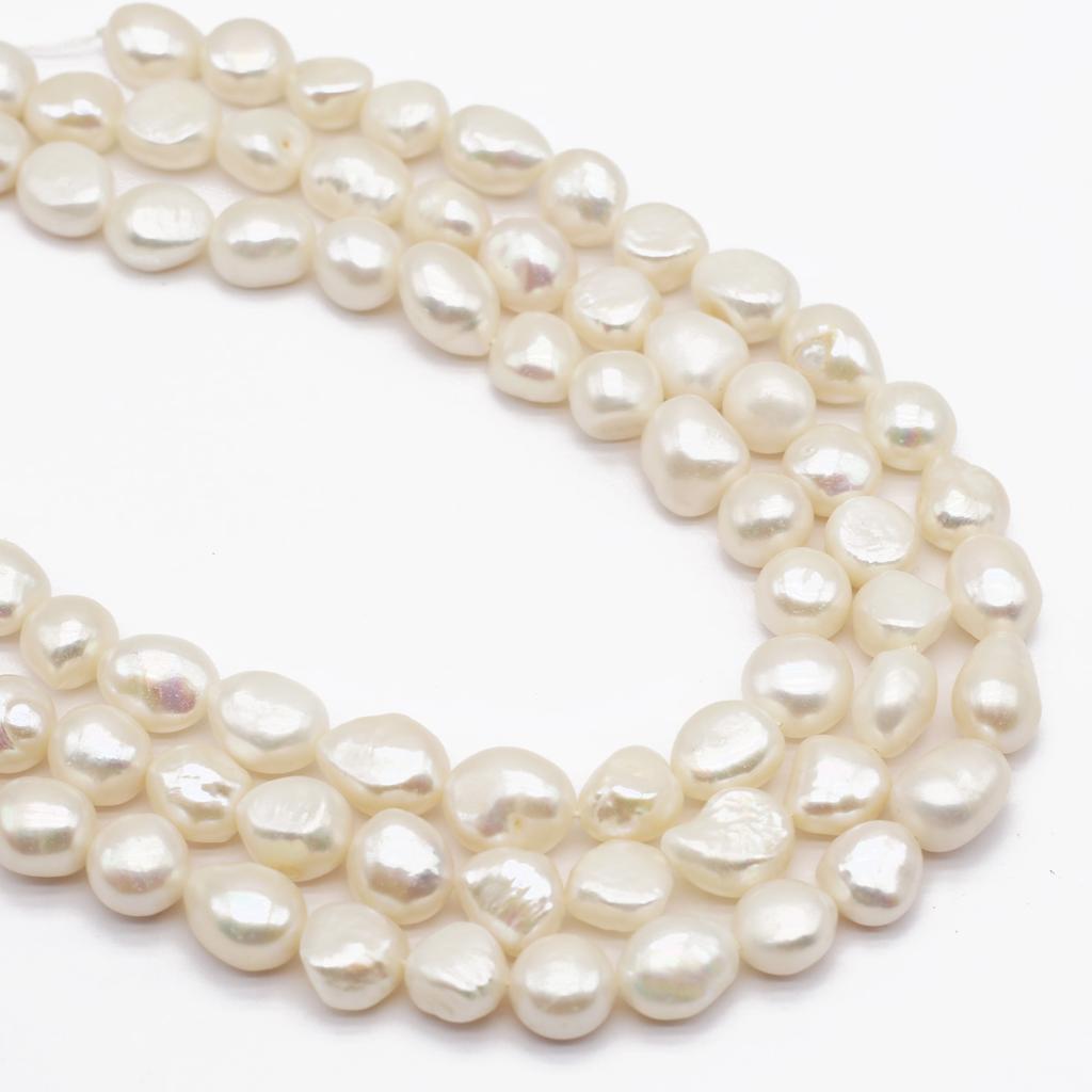 1String, White Natural Freshwater Pearls 10-11mm, Handmade Rice Shape Pearl Beads for Jewelry Making DIY Crafts, Needlework 36cm