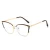 Trendy Glasses Frame Two-Color Flat Glasses Women'S Metal Anti-Blue Cat Glasses Frame Can Be Equipped With Myopia Glasses