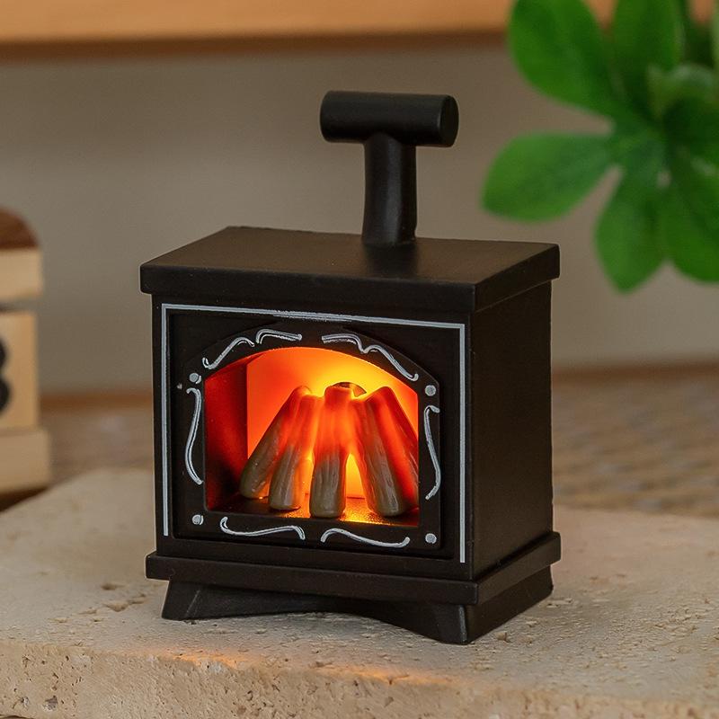 Miniature Miniature Simulation Fireplace Lamp Dollhouse Decoration Item Electronic Candle Lamp