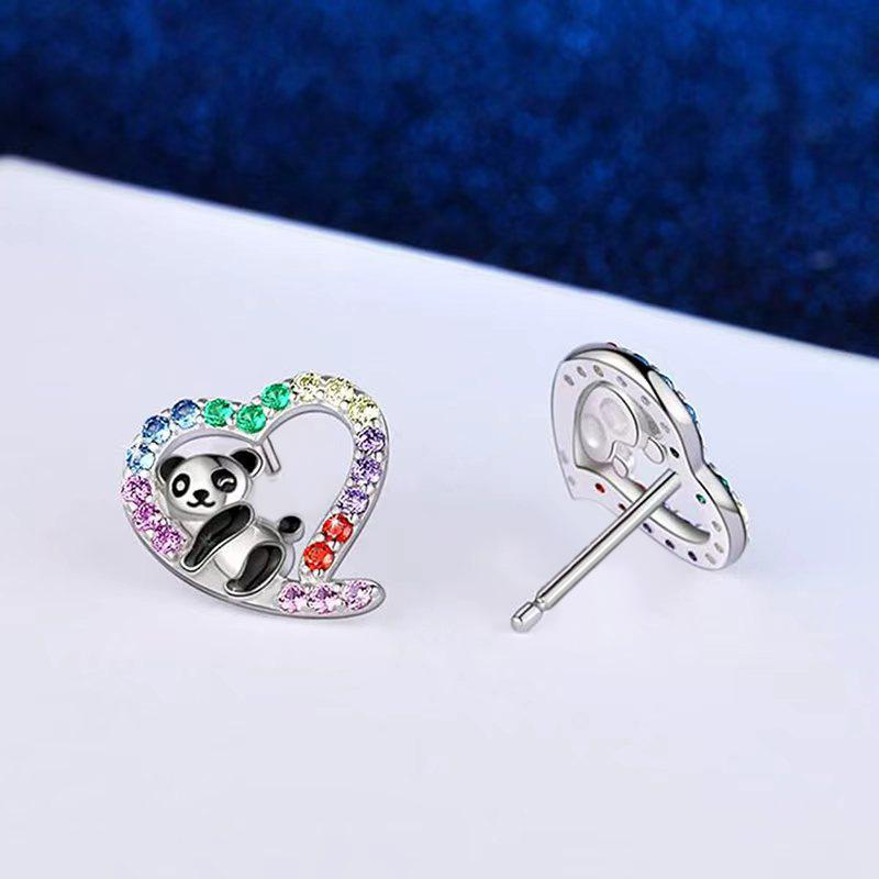 Recommended small stud earrings, trendy ins cute panda drop earrings, cartoon animal earrings
