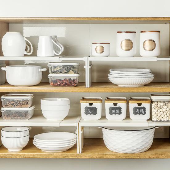 Retractable Storage Rack Plates Cutlery Seasonings Organization Kitchen Cabinets And Counter Layered Shelves Increase