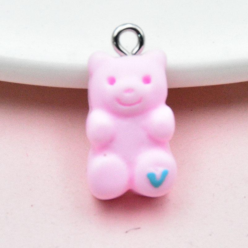 Colorful Resin Heart Bear Earring & Keychain Pendant - DIY Handmade Jewelry Charm