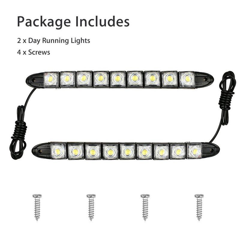 1pair 9 LED 12V Daytime Running Lights Flexible Waterproof Car Head Lamp Led Light Fog Day Driving Head