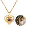 Personalized Heart Pendant Picture Neckace, Cubic Zirconia Love Shape, Family Photo Pet Couple Memory Jewelry for Women Girls