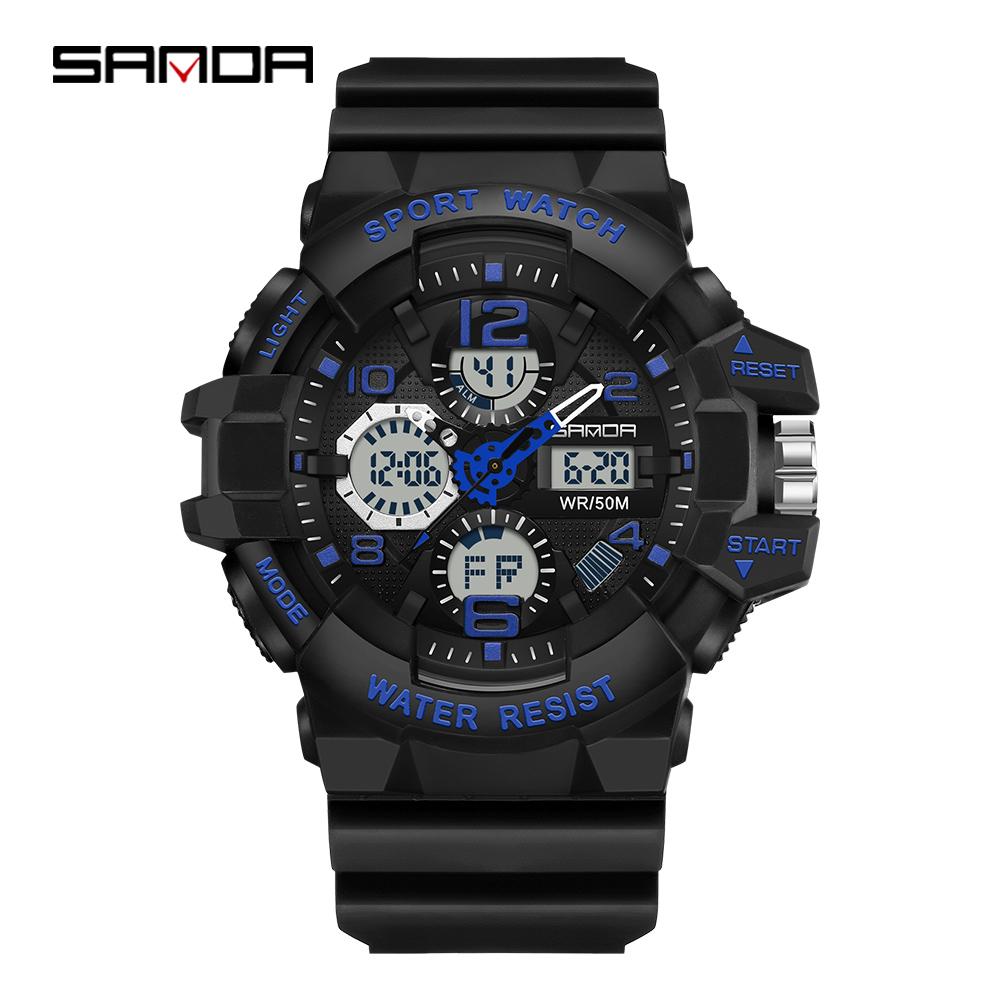 Fashion SANDA 3168 Luxury G-Type Military Men's Watch Digital Sports Multi Functional Waterproof Men's Electronic Watch