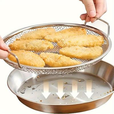 2 Teile/satz Edelstahl Pommes Frites Korb mit Griff Lebensmittel Skimmer Ölfilter Snack Tablett Kochen Sieb Platte Küche Utensilien
