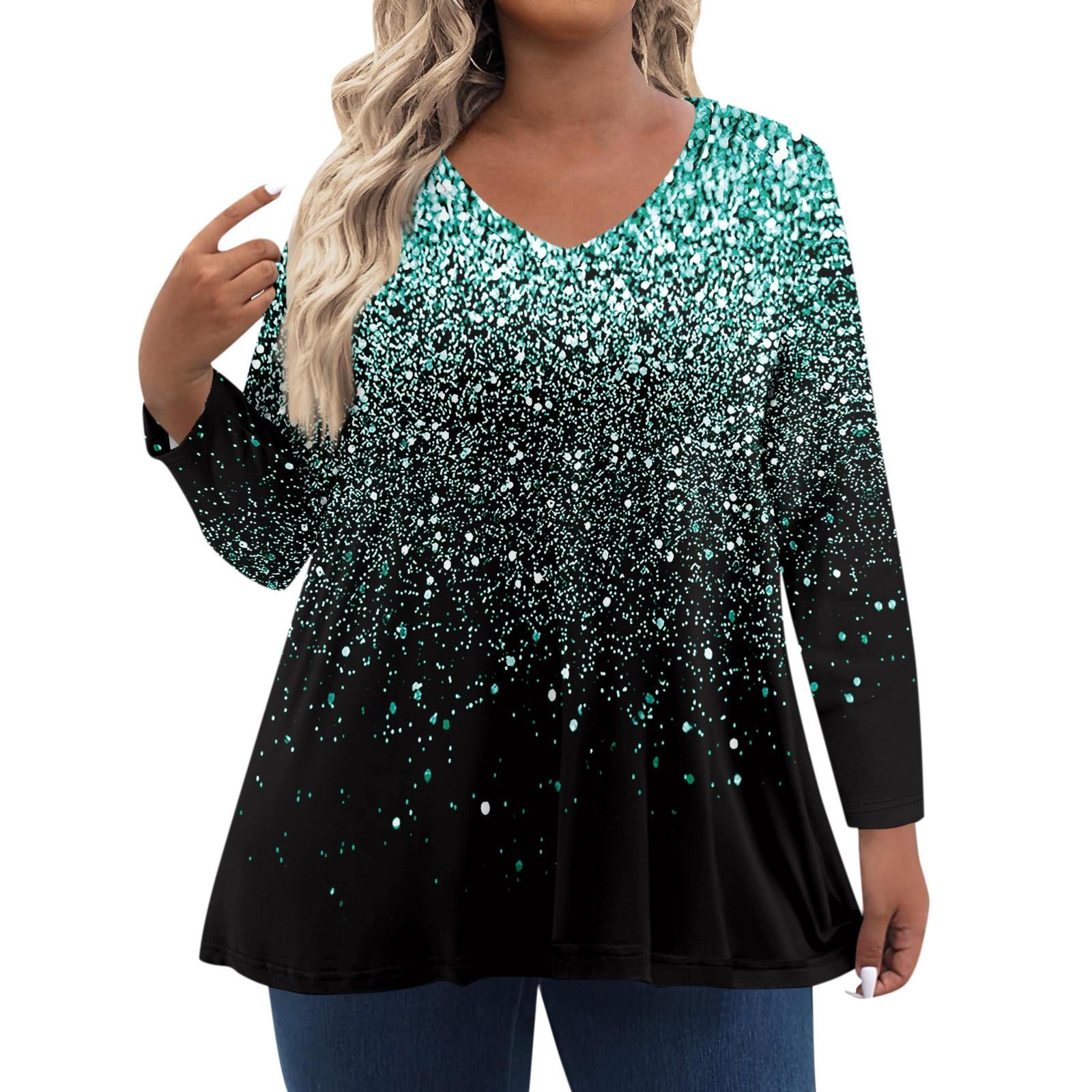 

Женские топы больших размеров с длинным рукавом, футболки с 3D-принтом, V-образный вырез, повседневная одежда, одежда, топы, футболки L